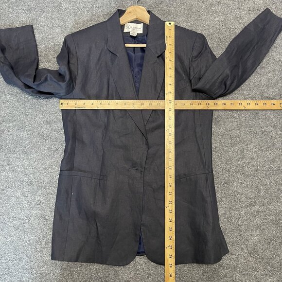 Vtg Courtenay Womens Navy Blue Linen Blazer Size 6 Single-Button Lightweight - Picture 5 of 6